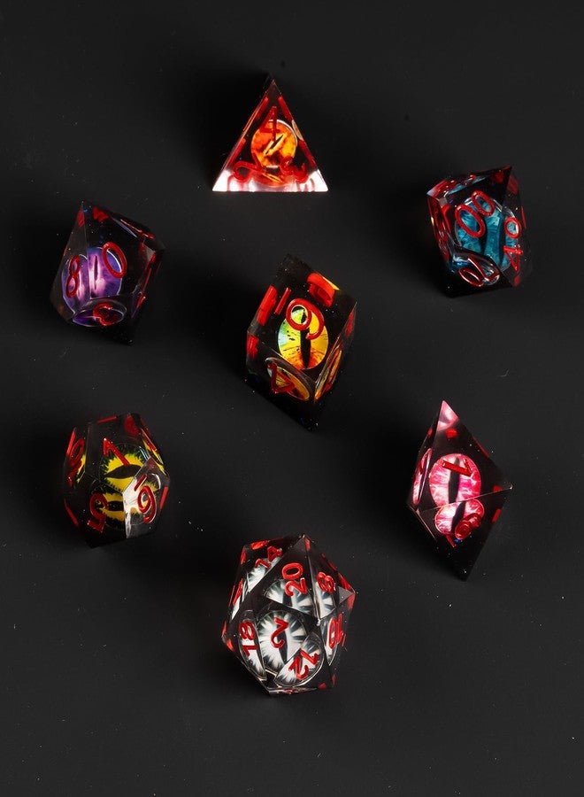 FugaCity DND Dice Set,Dungeons and Dragons Dice,Handmade Sharp Edge 7 Resin D&D Die with Gift Dice Case for DND Dungeons and Dragon Game - Image 1